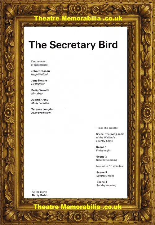 London Savoy Theatre - The Secretary Bird - 1968 - John Gregson