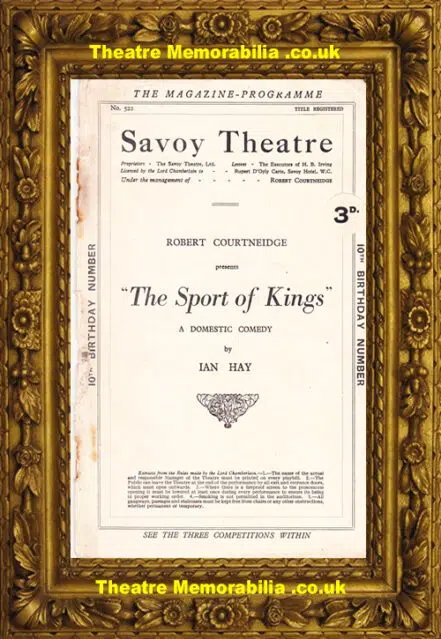 London Savoy Theatre – The Sport Of Kings – 1928
