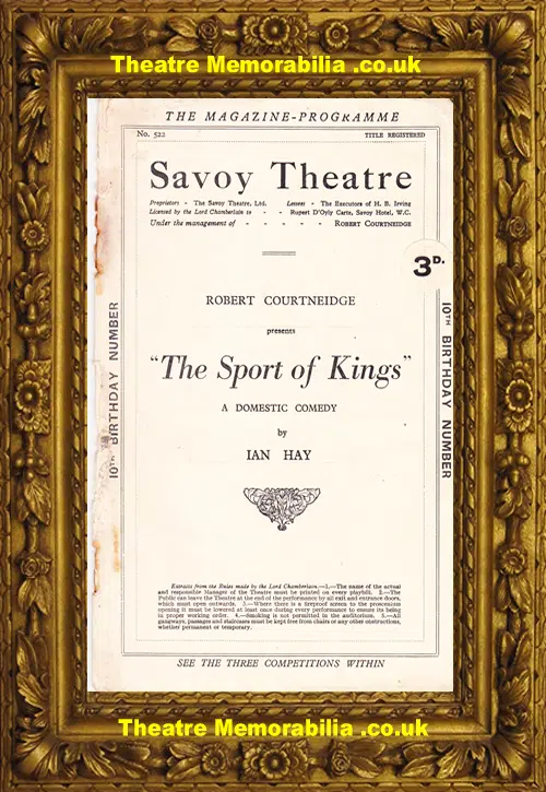 London Savoy Theatre - The Sport Of Kings - 1928