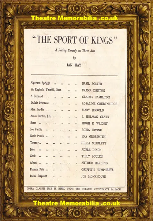 London Savoy Theatre - The Sport Of Kings - 1928