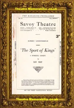 London Savoy Theatre – The Sport Of Kings – 1928