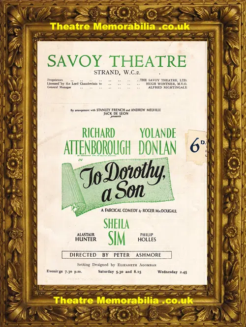 London Savoy Theatre - To Dorothy A Son - 1950 - R Attenborough