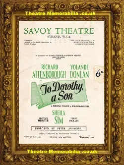 London Savoy Theatre – To Dorothy A Son – 1950 – Richard Attenborough
