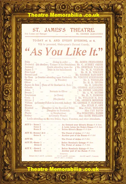 London St Jame's Theatre - As You Like It - 1896