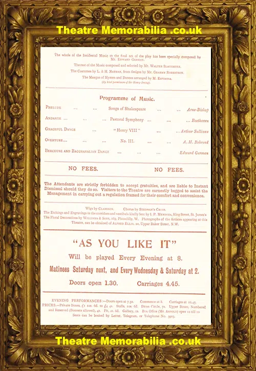 London St Jame's Theatre - As You Like It - 1896