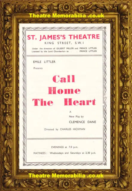 London St James’s Theatre – Call Home The Heart – 1947