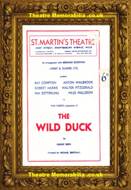 London St Martins Theatre – The Wild Duck – 1948 Mai Zetterling