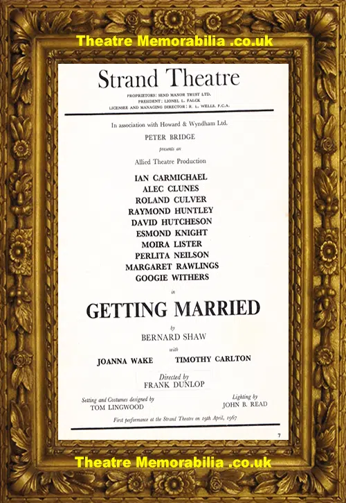London Strand Theatre - Getting Married - 1967