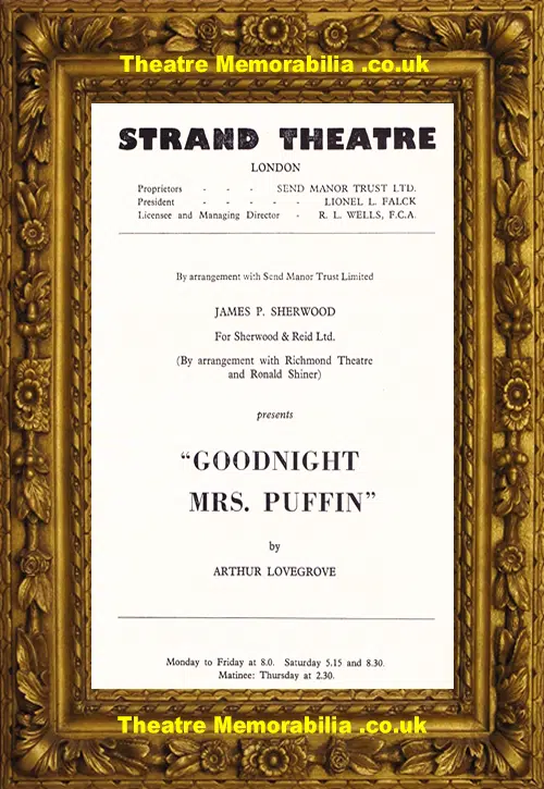 London Strand Theatre - Goodnight Mrs Puffin - 1961 Irene Handl