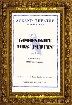 London Strand Theatre – Goodnight Mrs Puffin – 1961 Irene Handl