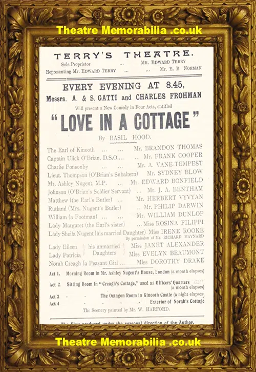 London Terrys Theatre - Love In A Cottage - 1904
