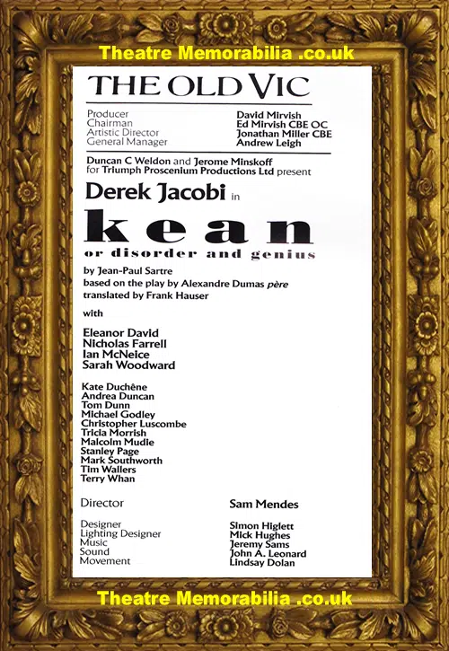 London The Old Vic Theatre - Kean Od Disorder and Genius - 1990