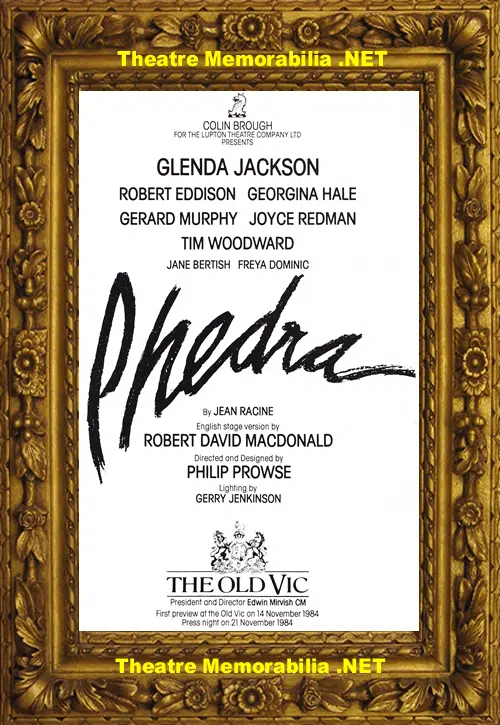 London The Old Vic Theatre - Phedra - 1984 - Glenda Jackson
