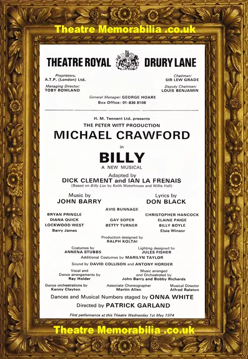 London Theatre Royal - Billy - 1974 - Michael Crawford + Paige
