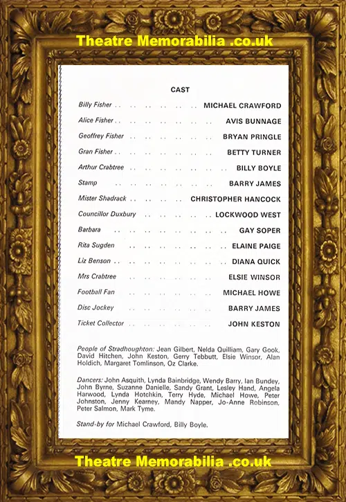 London Theatre Royal - Billy - 1974 - Michael Crawford + Paige