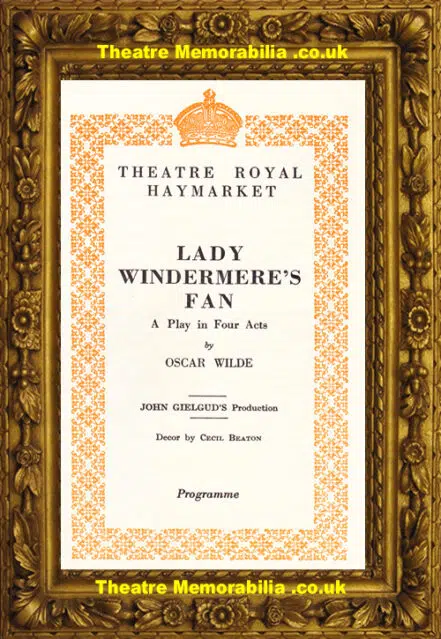 London Theatre Royal Haymarket – Lady Windermere’s Fan – 1944