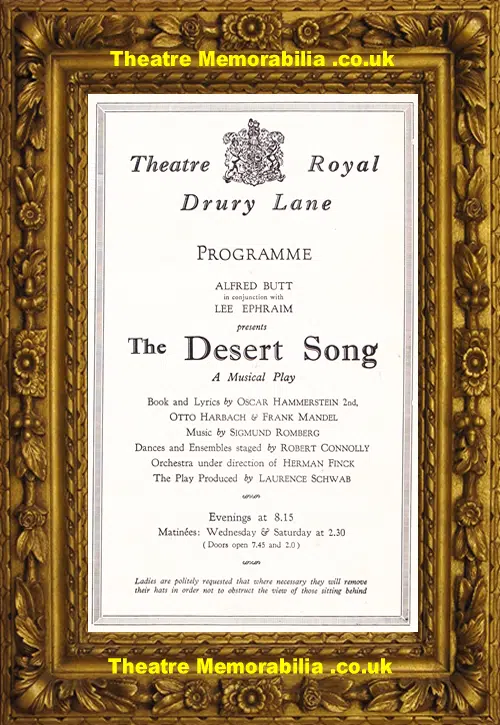 London Theatre Royal - The Desert Song - 1920's