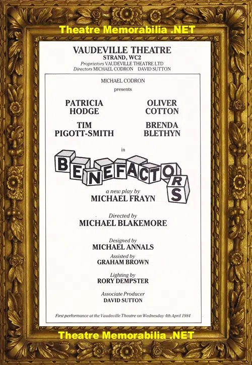 London Vaudeville Theatre - Benefactors - 1984 - Brenda Blethyn