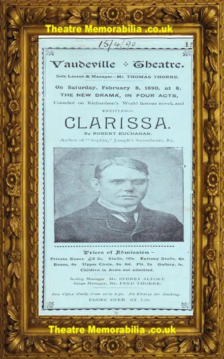 London Vaudeville Theatre – Clarissa – 1890