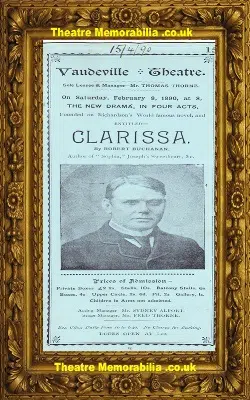 London Vaudeville Theatre – Clarissa – 1890