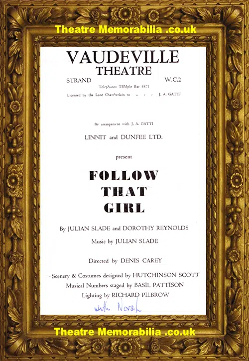 London Vaudeville Theatre - Follow That Girl 1960 - S Hampshire