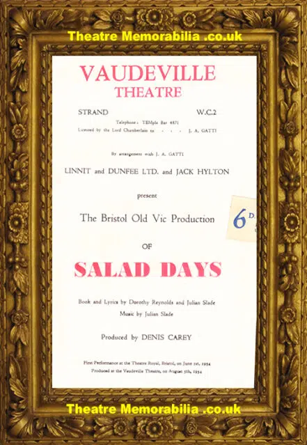 London Vaudeville Theatre – Salad Days – 1954 – August PLUS