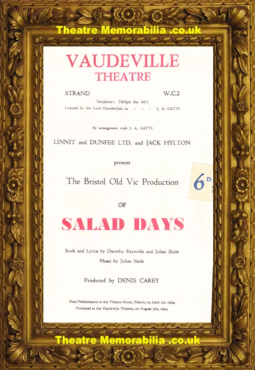 London Vaudeville Theatre - Salad Days - 1954 - August PLUS