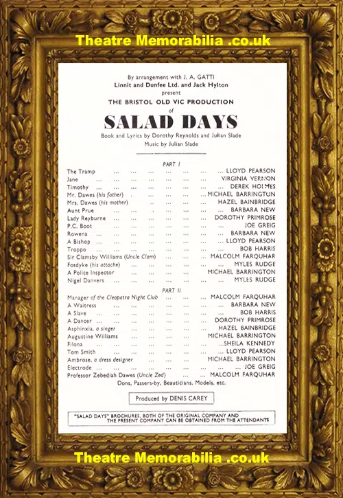 London Vaudeville Theatre - Salad Days - 1954 - August PLUS