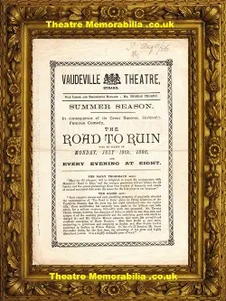 London Vaudeville Theatre – The Road To Ruin – 1886