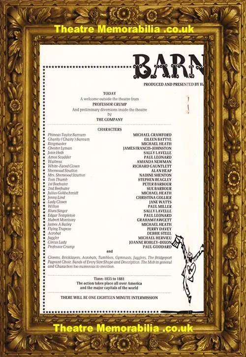 London Victoria Palace Theatre - Barnum - 1986 Michael Crawford