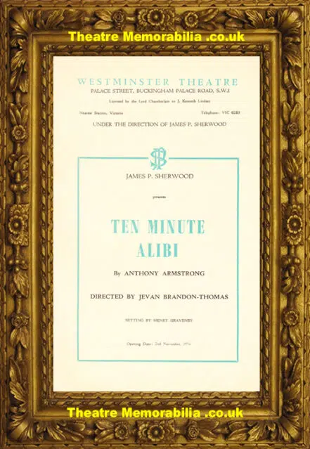 London Westminster Theatre – Ten Minute Alibi – 1956