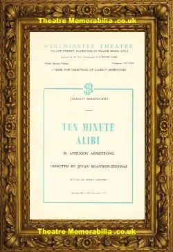 London Westminster Theatre – Ten Minute Alibi – 1956
