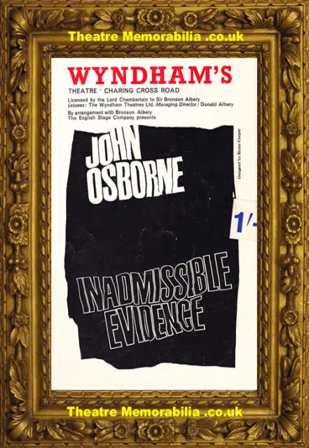 London Wyndhams Theatre – Inadmissible Evidence – 1965