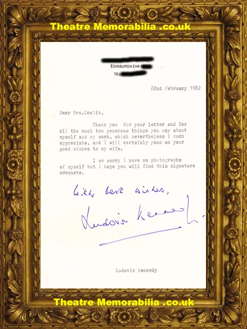 Ludovic Kennedy - Signed Autograph Card - 10 Rillington Place