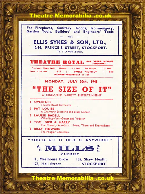 Manchester Stockport Theatre Royal Opera - The Size Of It 1945
