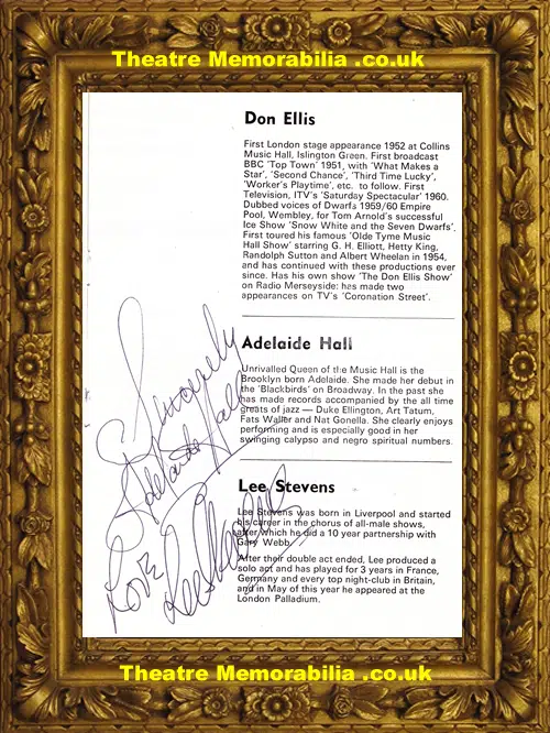 New Brighton Floral Pavilion - Olde Tyne Music Hall 1976 SIGNED