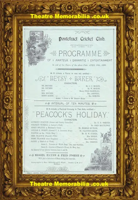 Pontefract Cricket Club Yorkshire Theatre – Betsy Baker – 1896
