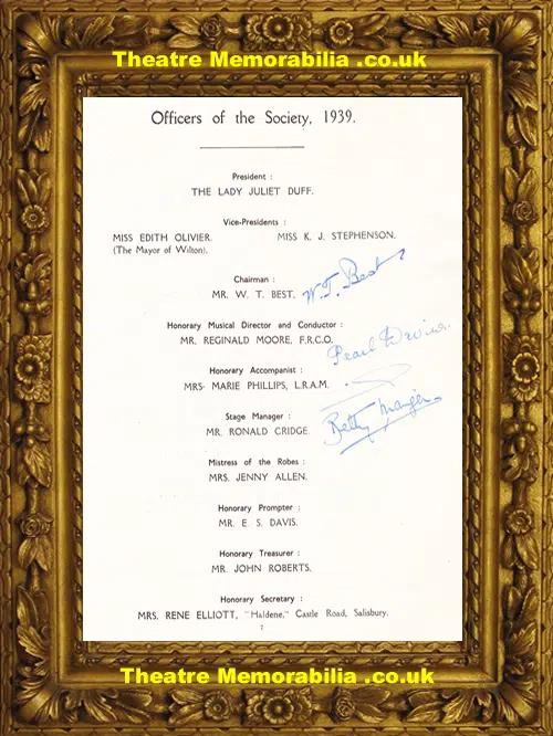 Salisbury New Sarum Theatre - The Arcadians - 1939 - Signed