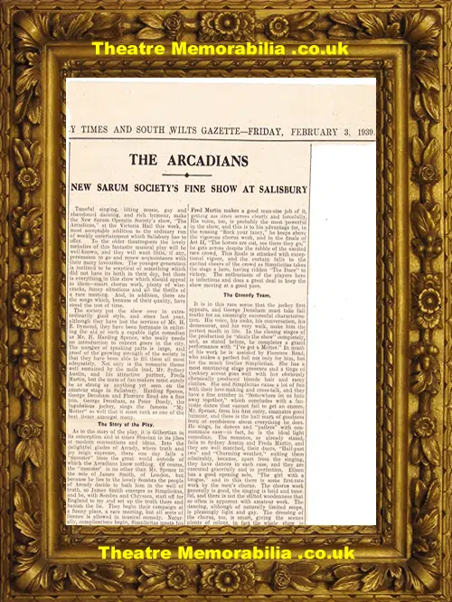 Salisbury New Sarum Theatre - The Arcadians - 1939 - Signed