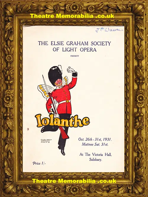 Salisbury Victoria Hall Theatre - Lolanthe - 1931 - Autographed