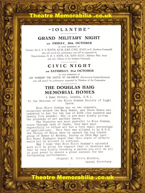 Salisbury Victoria Hall Theatre - Lolanthe - 1931 - Autographed
