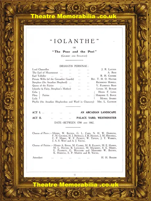 Salisbury Victoria Hall Theatre - Lolanthe - 1931 - Autographed