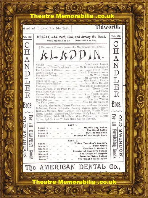 Tidworth Garrison Theatre - Aladdin - 1916