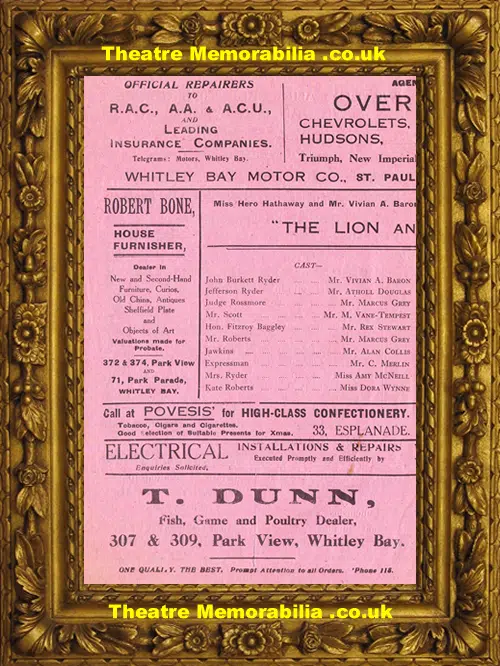 Whitley Bay Kursaal Theatre - Lion And The Mouse -1920s