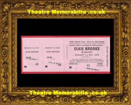 Manchester Free Trade Hall Elkie Brooks Concert Ticket 1978