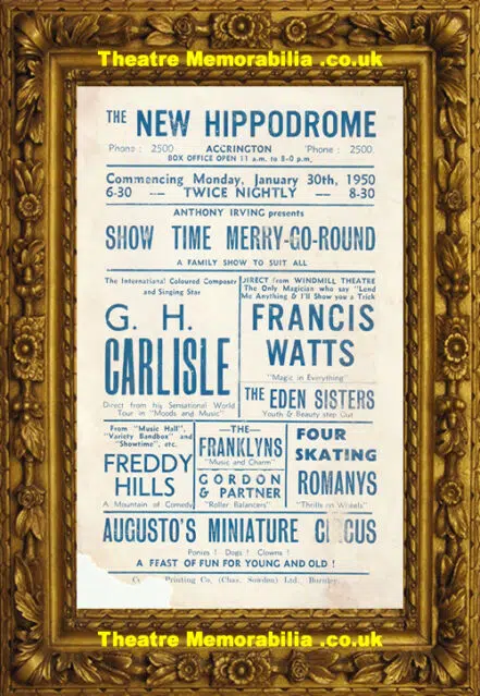 Accrington New Hippodrome Show Time Merry Go Round – Theatre Flyer 1950