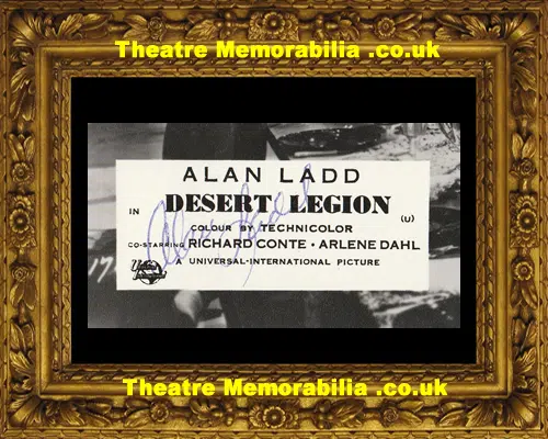 Alan Ladd Autograph Signed Lobby Card Poster Desert Legion