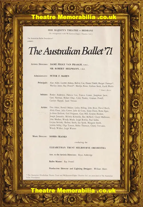 Australian Ballet Brisbane Signed Margot Fonteyn Autograph 1971