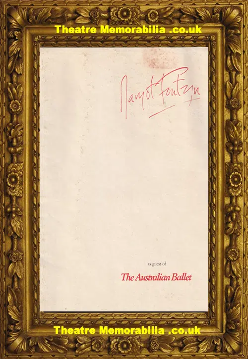 Australian Ballet Brisbane Signed Margot Fonteyn Autograph 1971