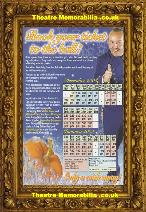 Barnstaple Queens Theatre - Cinderella Panto Flyer - Signed 2004